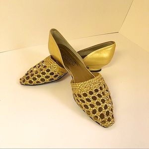 Vintage 80’s Paloma Woven Gold Metallic Shoes